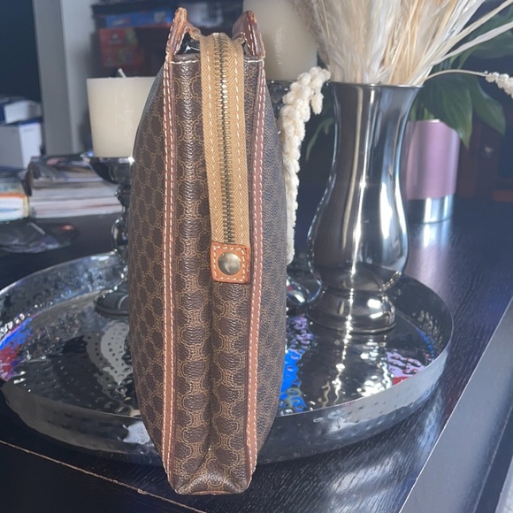 Authentic Vintage Celine Brown Macadam PVC Canvas and Leather Clutch Bag Large - Picture 5 of 13